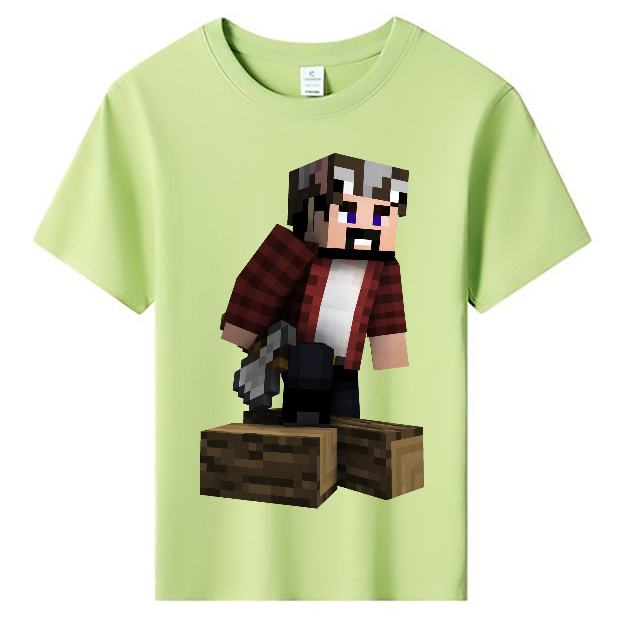 （画像用） マインクラフト ブロックの世界 Minecraft MC Block world 綿100％キッズTシャツ（フロントプリント）